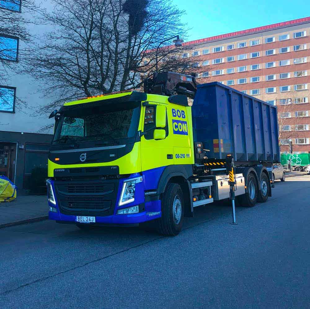 BOBCON Lastbil i neongult och blå.